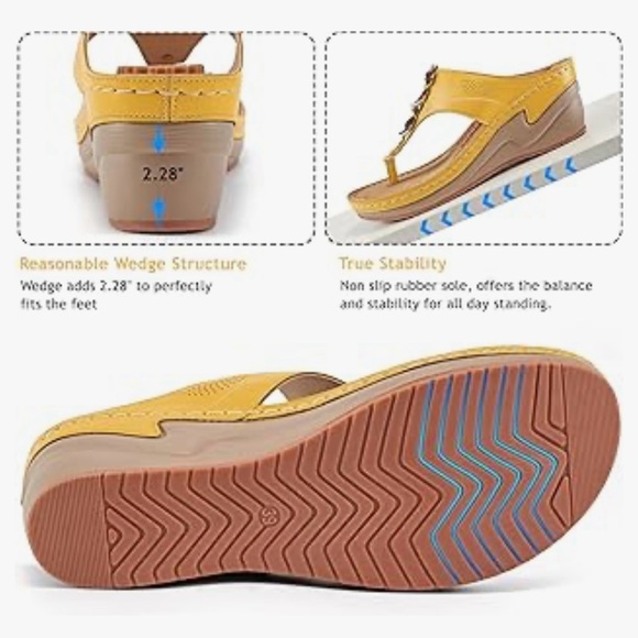 Women’s leather wedge flip flop - Picture 3 of 9